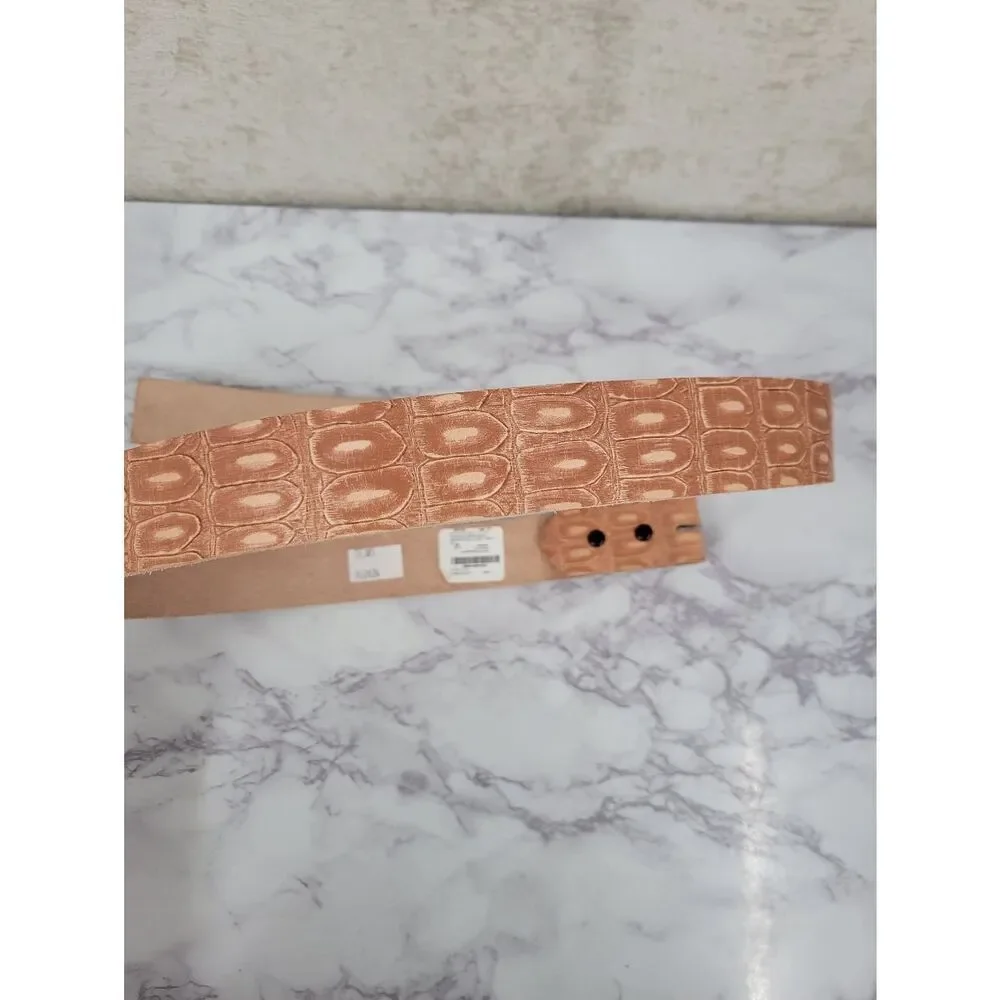 Tan Croc-Embossed Leather Belt Uncut Unfinished Blank